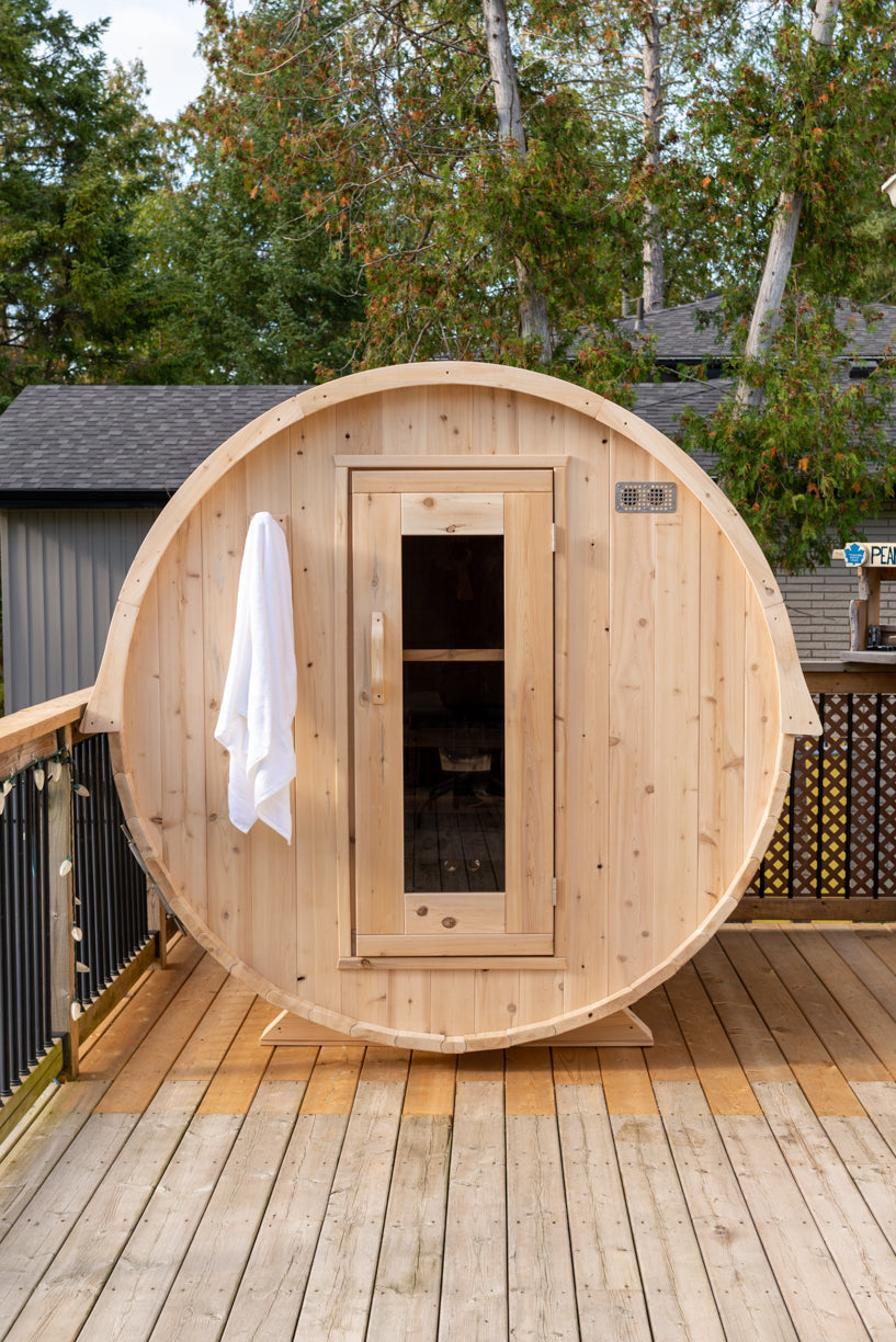 Dundalk LeisureCraft Canadian Timber Harmony Barrel Sauna | CTC22W - Stash Shack Haven