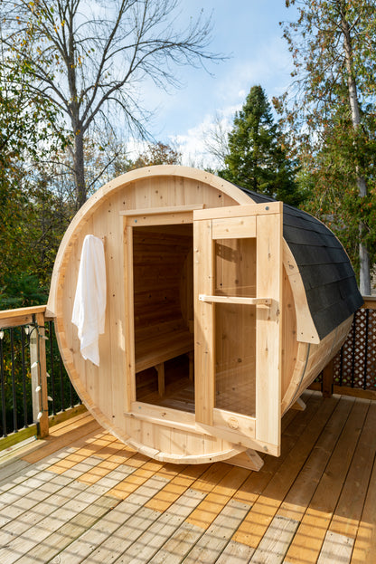 Dundalk LeisureCraft Canadian Timber Harmony Barrel Sauna | CTC22W - Stash Shack Haven