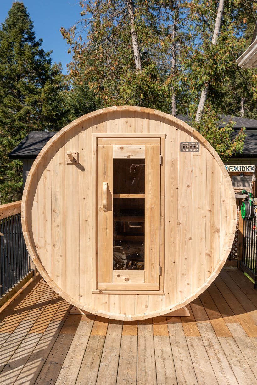 Dundalk LeisureCraft Canadian Timber Harmony Barrel Sauna | CTC22W - Stash Shack Haven