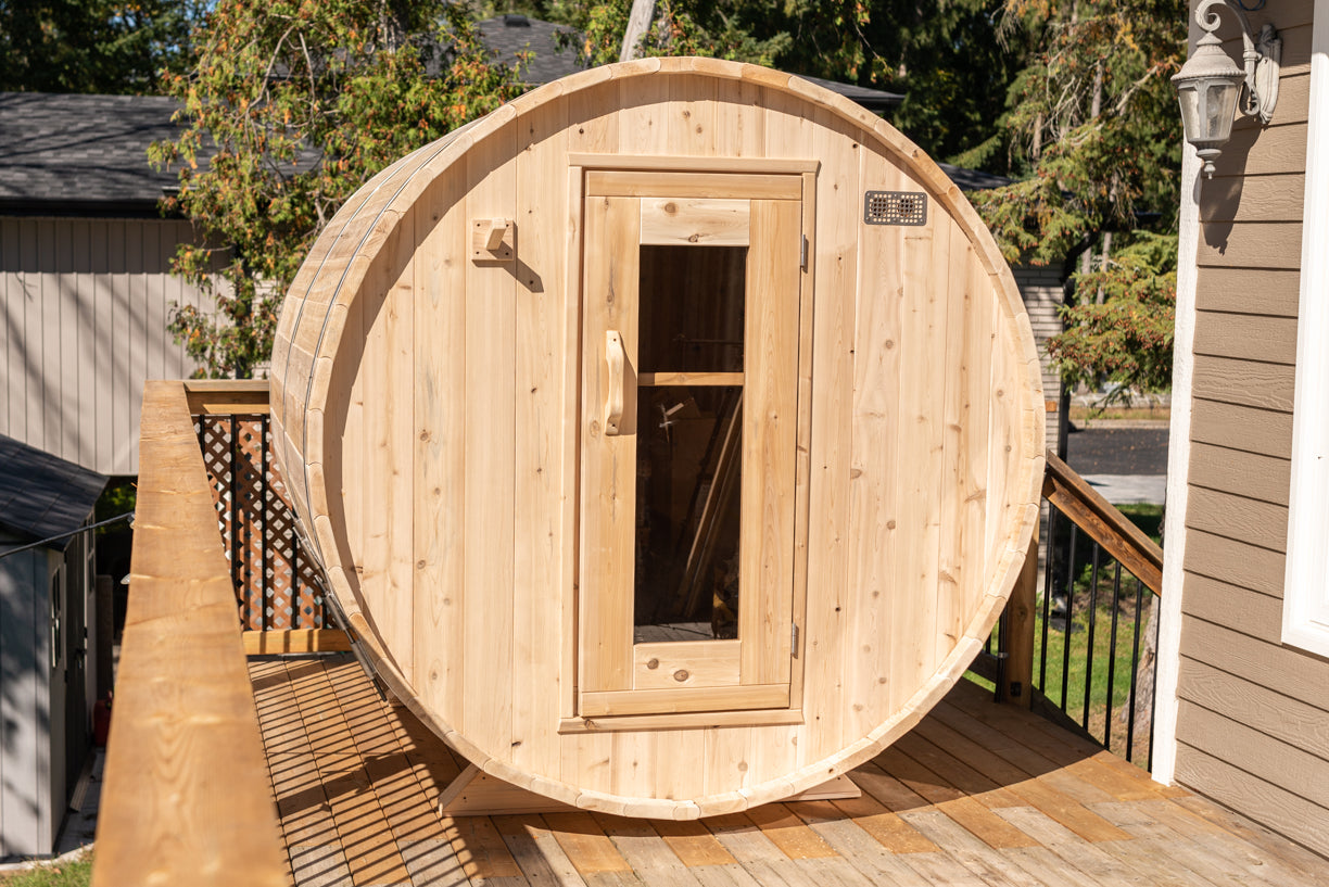 Dundalk LeisureCraft Canadian Timber Harmony Barrel Sauna | CTC22W - Stash Shack Haven