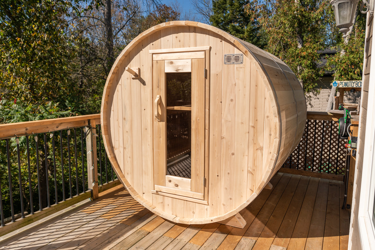 Dundalk LeisureCraft Canadian Timber Harmony Barrel Sauna | CTC22W - Stash Shack Haven