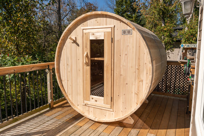 Dundalk LeisureCraft Canadian Timber Harmony Barrel Sauna | CTC22W - Stash Shack Haven