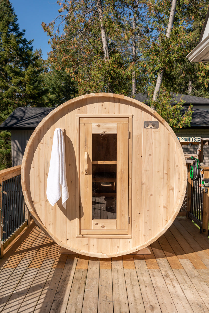 Dundalk LeisureCraft Canadian Timber Harmony Barrel Sauna | CTC22W - Stash Shack Haven