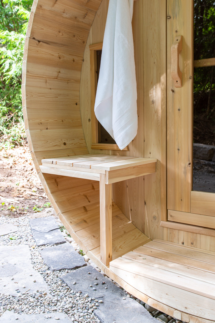 Dundalk LeisureCraft Canadian Timber Tranquility Barrel Sauna | CTC2345W - Stash Shack Haven