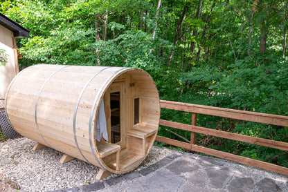 Dundalk LeisureCraft Canadian Timber Tranquility Barrel Sauna | CTC2345W - Stash Shack Haven