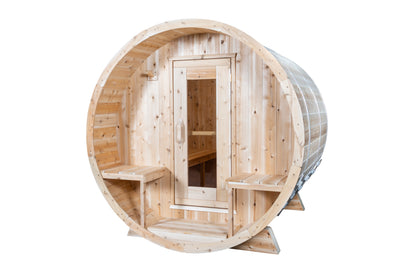 Dundalk LeisureCraft Canadian Timber Tranquility Barrel Sauna | CTC2345W - Stash Shack Haven