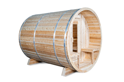 Dundalk LeisureCraft Canadian Timber Tranquility Barrel Sauna | CTC2345W - Stash Shack Haven