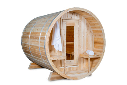 Dundalk LeisureCraft Canadian Timber Tranquility Barrel Sauna | CTC2345W - Stash Shack Haven