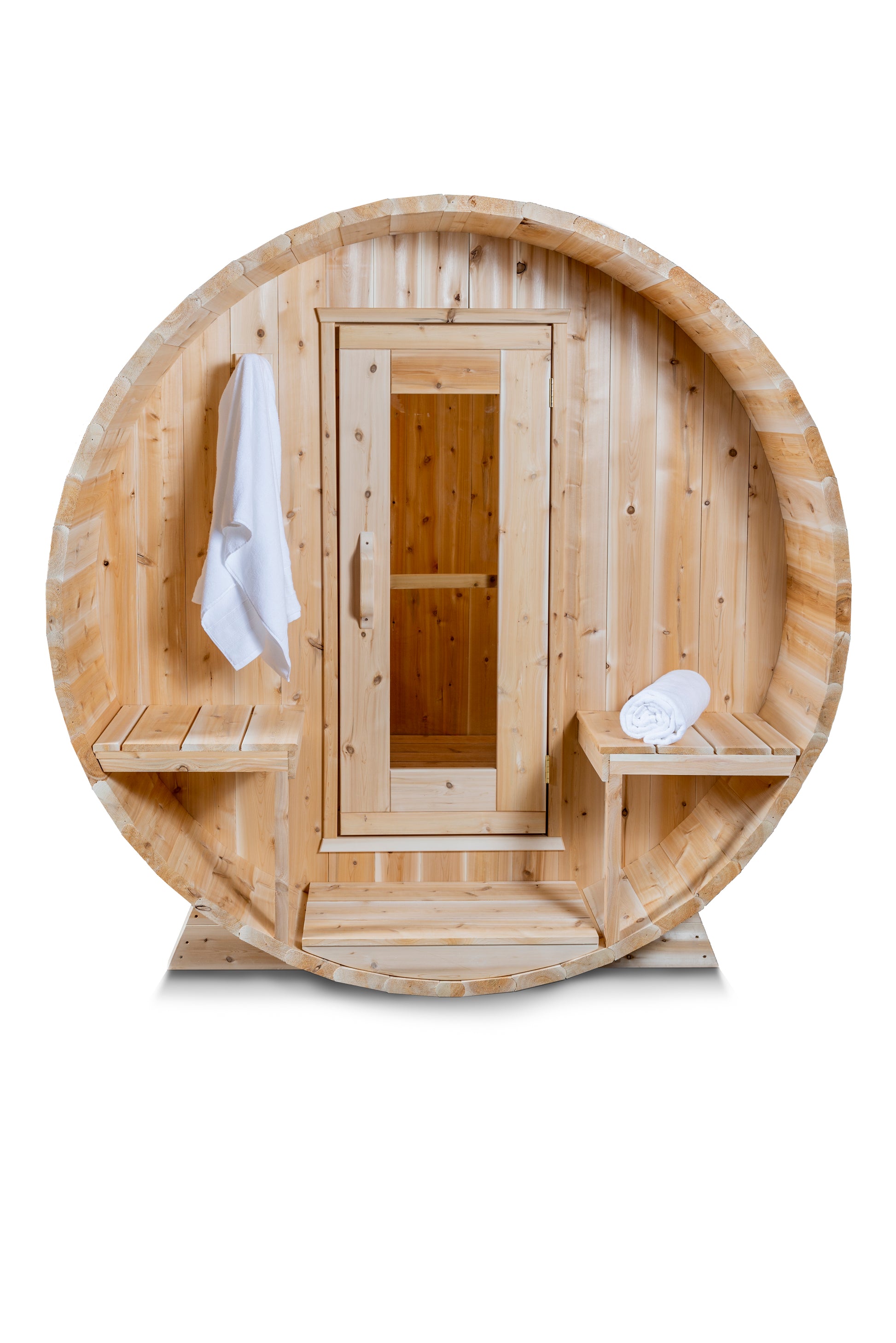 Dundalk LeisureCraft Canadian Timber Tranquility Barrel Sauna | CTC2345W - Stash Shack Haven