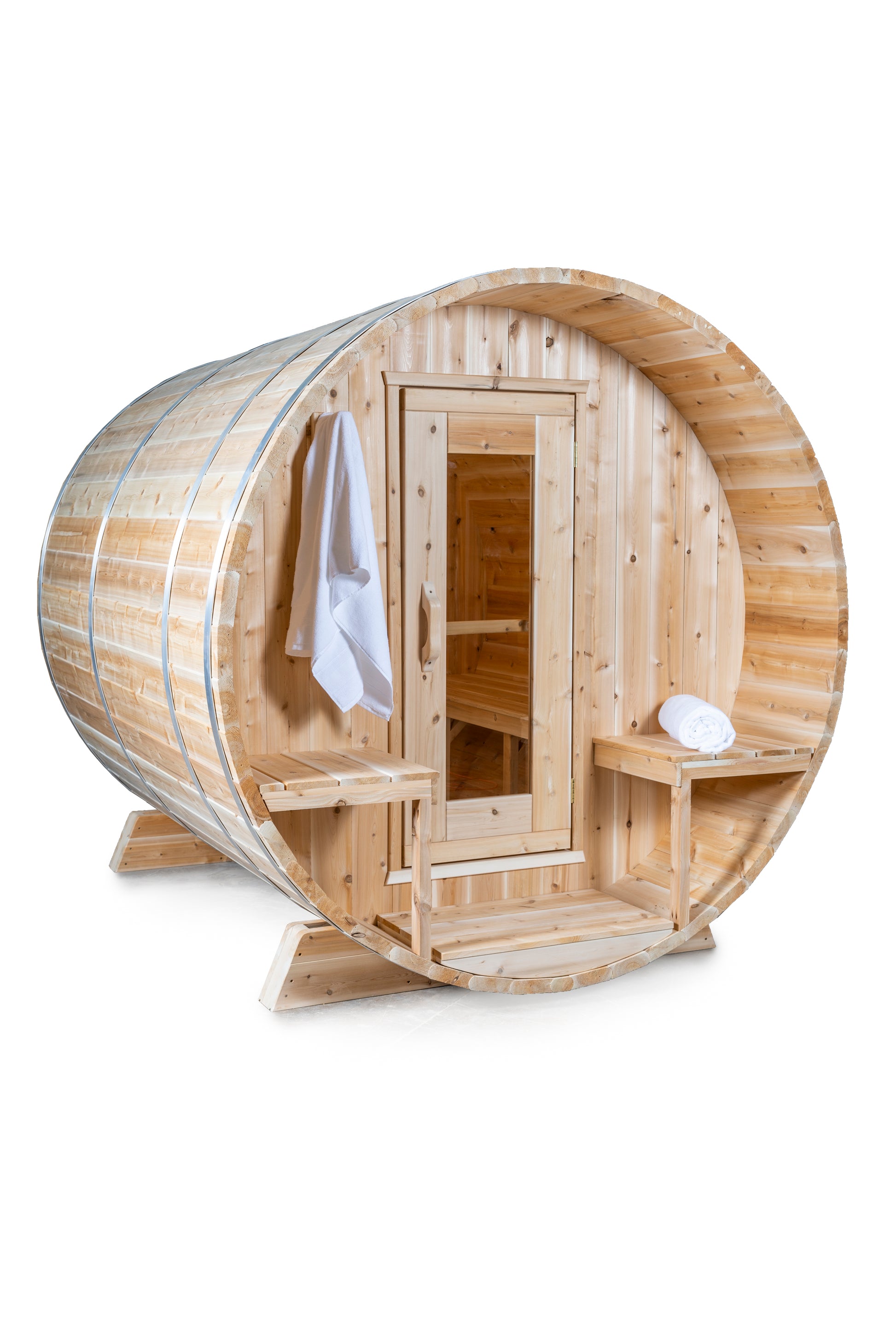 Dundalk LeisureCraft Canadian Timber Tranquility Barrel Sauna | CTC2345W - Stash Shack Haven