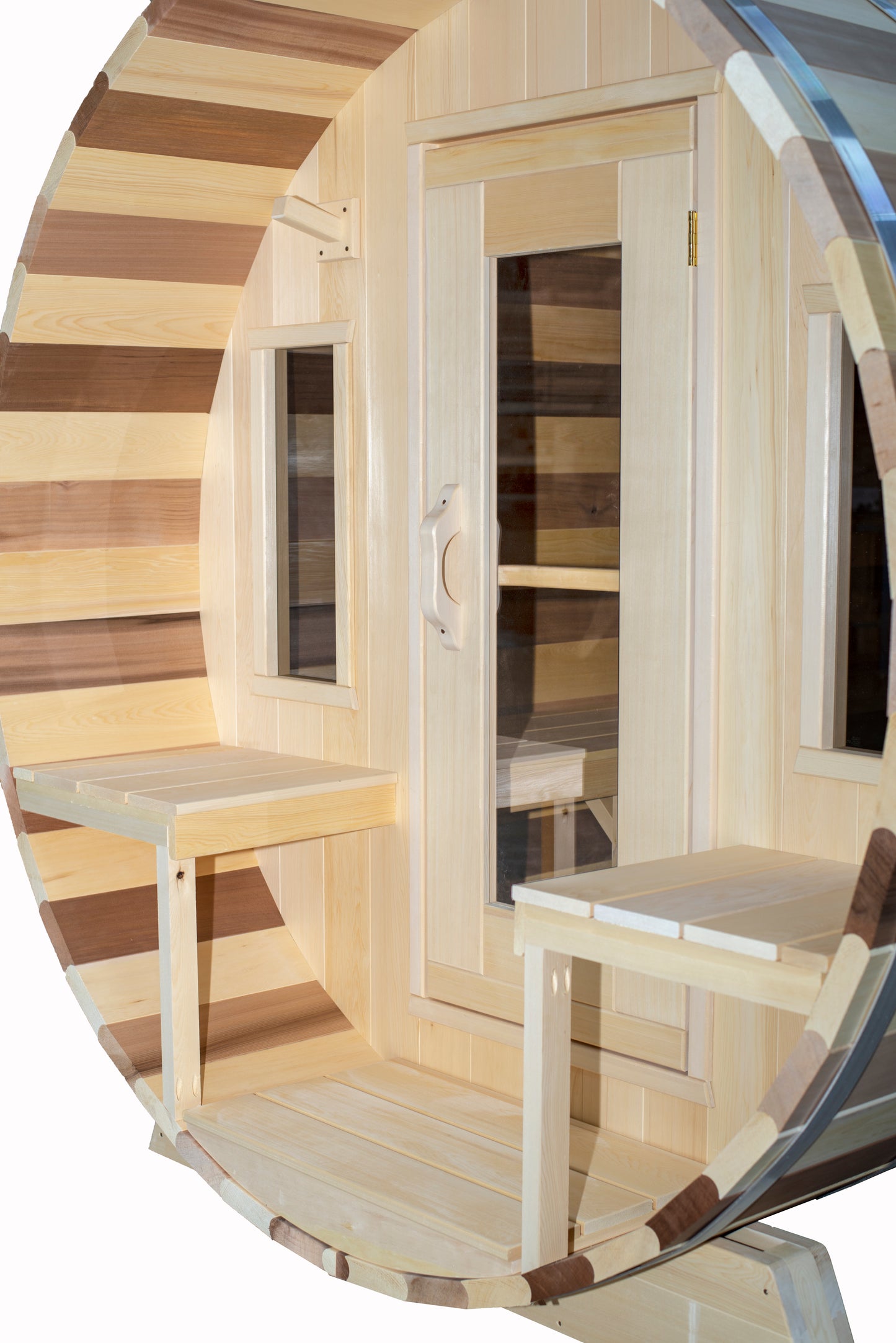 Dundalk LeisureCraft Canadian Timber Tranquility Barrel Sauna | CTC2345W - Stash Shack Haven