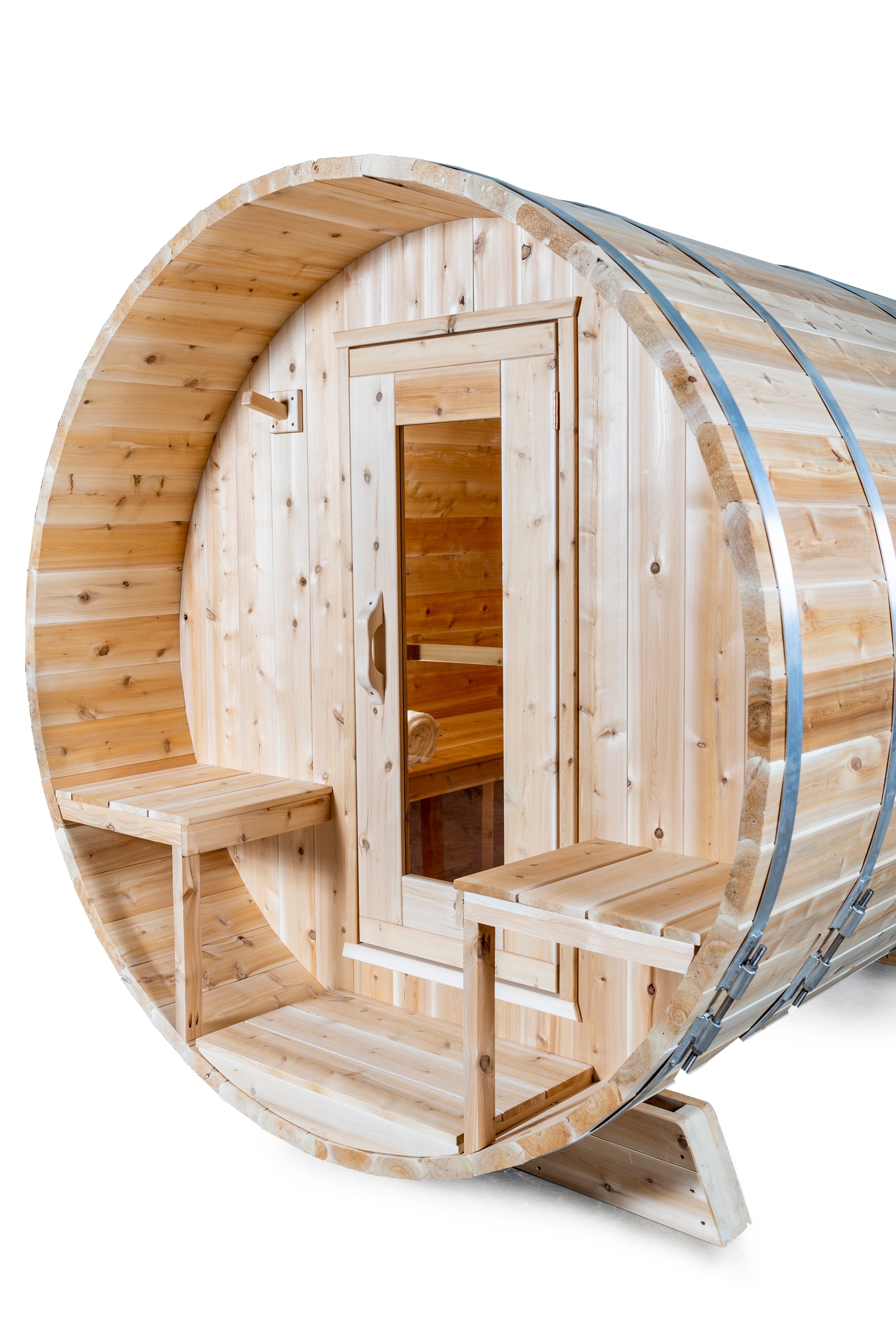 Dundalk LeisureCraft Canadian Timber Tranquility Barrel Sauna | CTC2345W - Stash Shack Haven