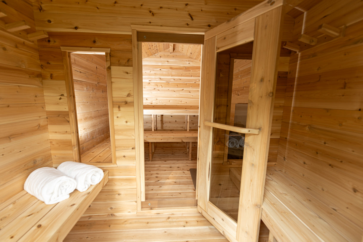 Dundalk LeisureCraft Canadian Timber Georgian Cabin Sauna with Changeroom | CTC88CW - Stash Shack Haven