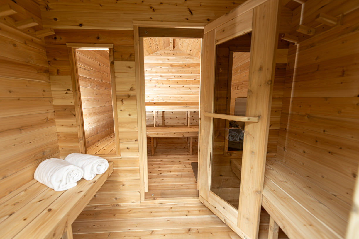 Dundalk LeisureCraft Canadian Timber Georgian Cabin Sauna with Changeroom | CTC88CW - Stash Shack Haven