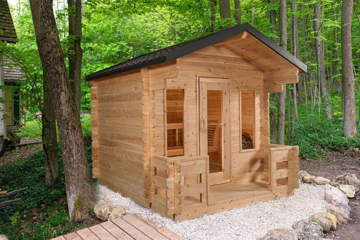 Dundalk LeisureCraft Canadian Timber Georgian Cabin Sauna with Porch | CTC88PW - Stash Shack Haven