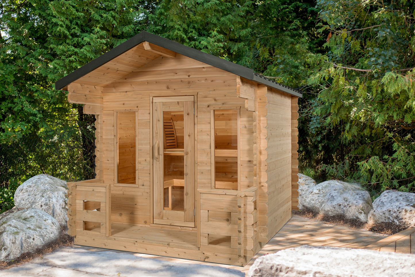 Dundalk LeisureCraft Canadian Timber Georgian Cabin Sauna with Porch | CTC88PW - Stash Shack Haven