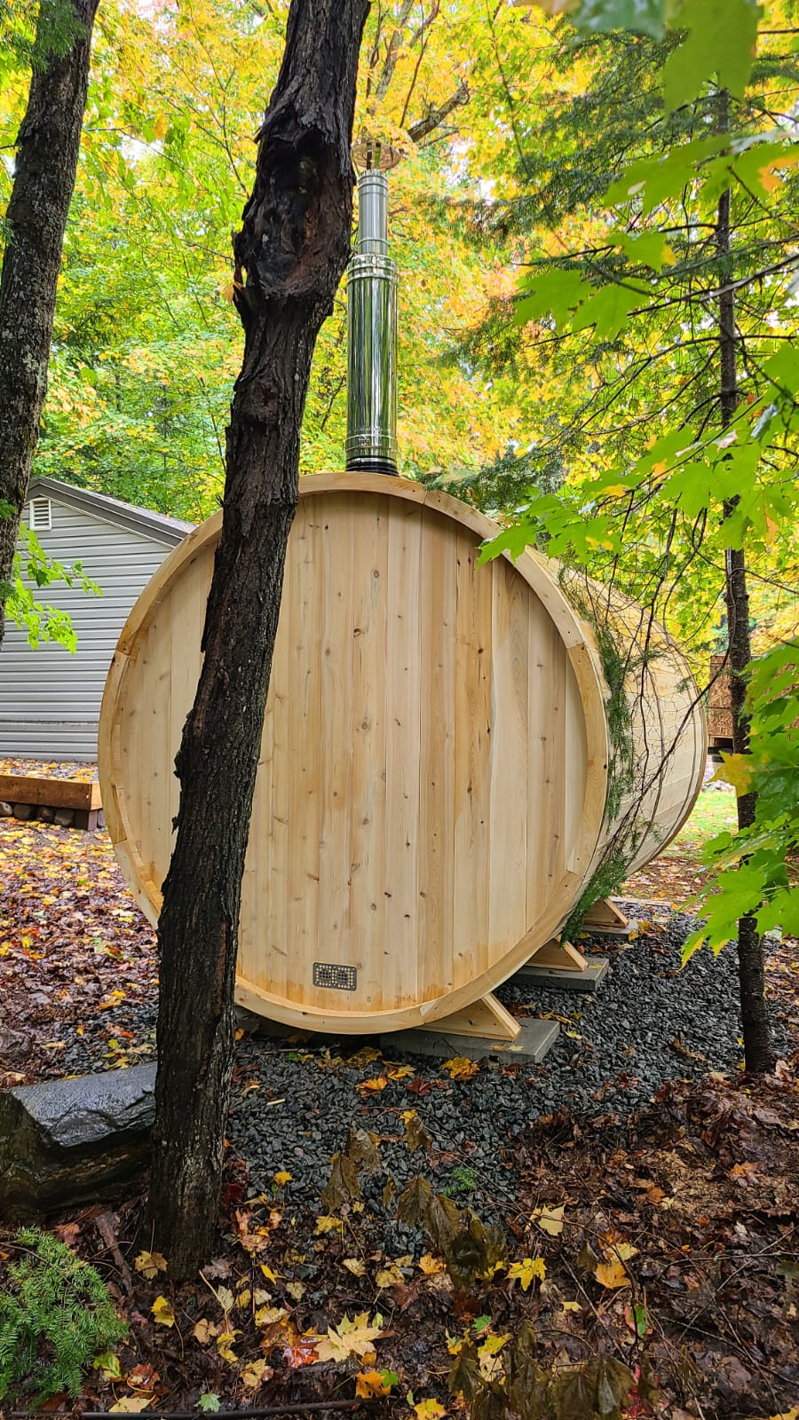 Dundalk LeisureCraft Canadian Timber Tranquility MP Barrel Sauna | CTC2345MPW - Stash Shack Haven