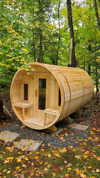 Dundalk LeisureCraft Canadian Timber Tranquility MP Barrel Sauna | CTC2345MPW - Stash Shack Haven