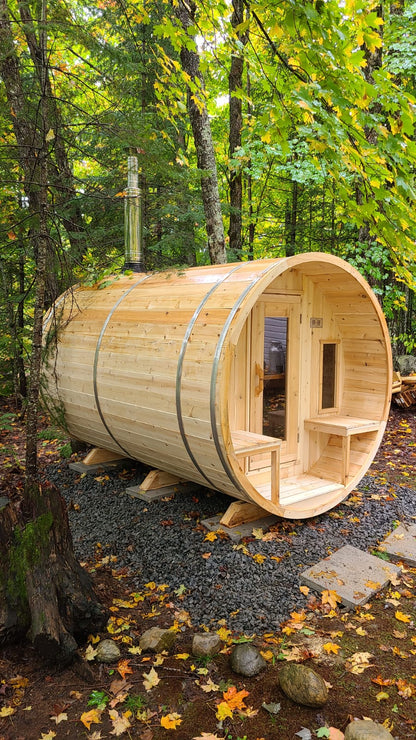 Dundalk LeisureCraft Canadian Timber Tranquility MP Barrel Sauna | CTC2345MPW - Stash Shack Haven