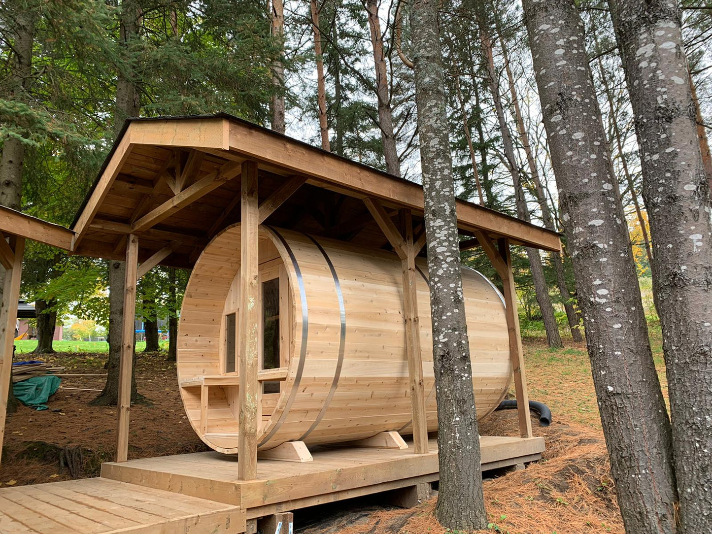 Dundalk LeisureCraft Canadian Timber Tranquility MP Barrel Sauna | CTC2345MPW - Stash Shack Haven