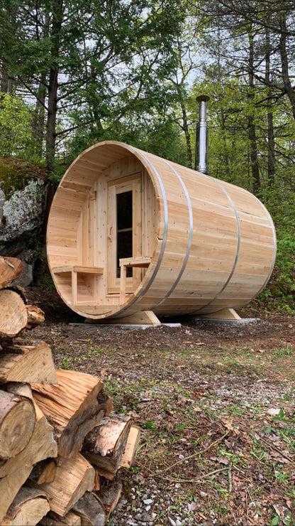 Dundalk LeisureCraft Canadian Timber Tranquility Barrel Sauna | CTC2345W - Stash Shack Haven