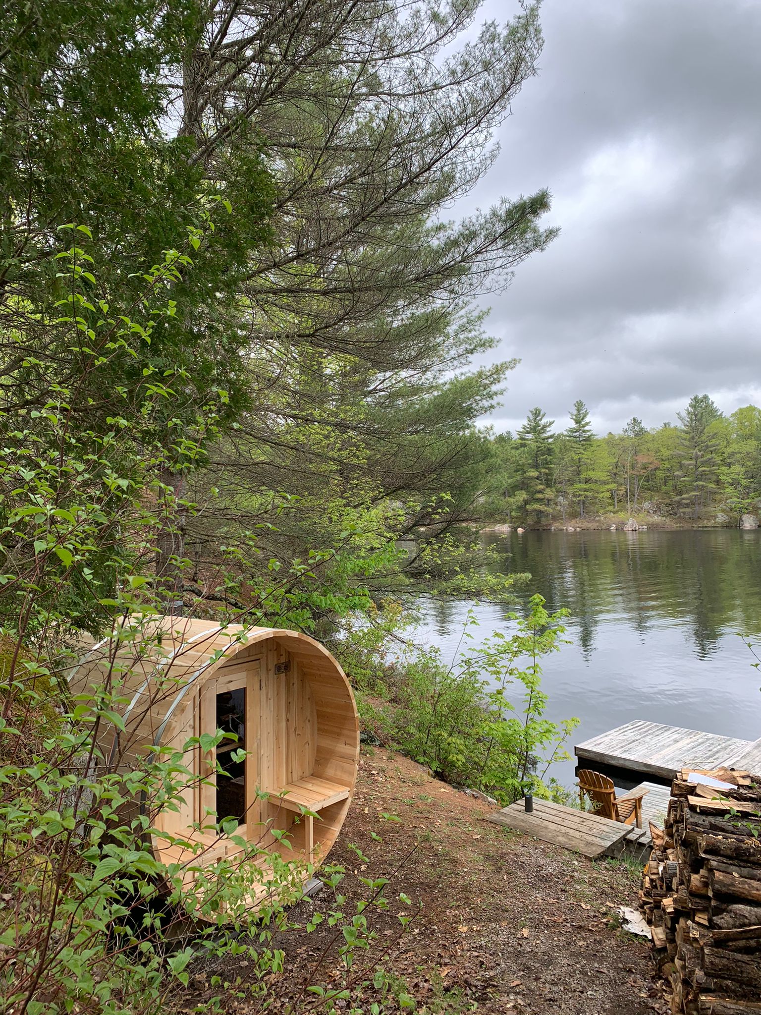 Dundalk LeisureCraft Canadian Timber Tranquility Barrel Sauna | CTC2345W - Stash Shack Haven