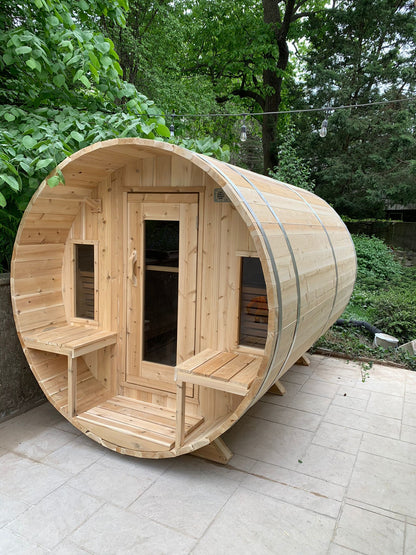 Dundalk LeisureCraft Canadian Timber Tranquility Barrel Sauna | CTC2345W - Stash Shack Haven