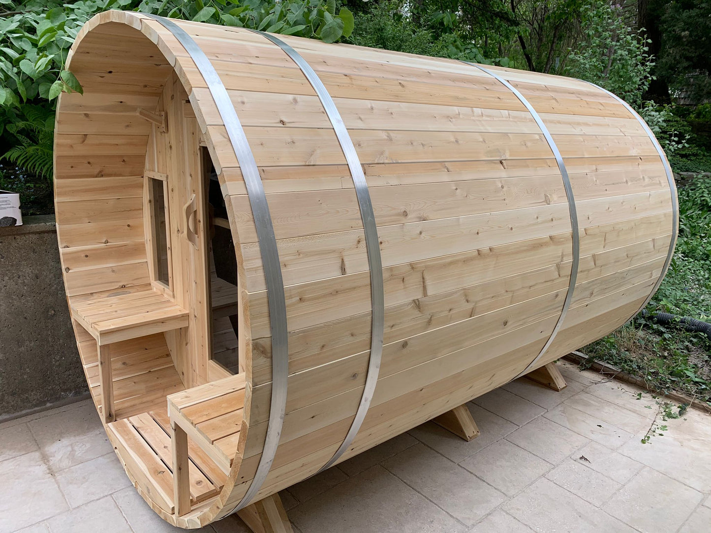 Dundalk LeisureCraft Canadian Timber Tranquility Barrel Sauna | CTC2345W - Stash Shack Haven