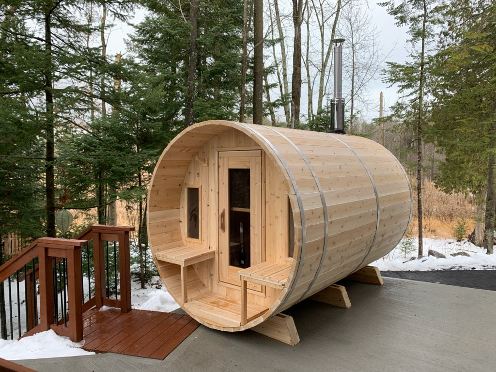 Dundalk LeisureCraft Canadian Timber Tranquility MP Barrel Sauna | CTC2345MPW - Stash Shack Haven