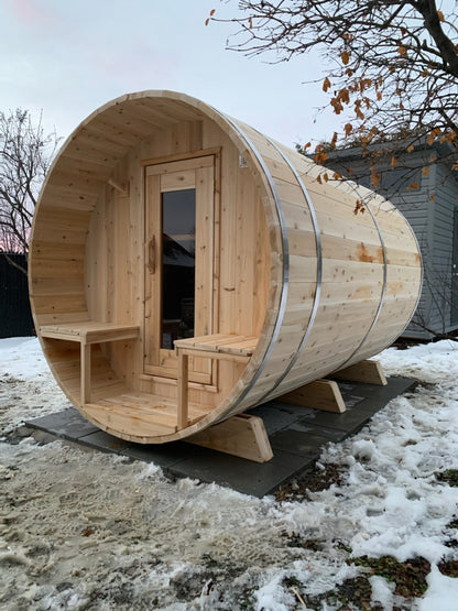 Dundalk LeisureCraft Canadian Timber Tranquility Barrel Sauna | CTC2345W - Stash Shack Haven