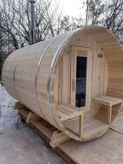 Dundalk LeisureCraft Canadian Timber Serenity Barrel Sauna | CTC2245W - Stash Shack Haven