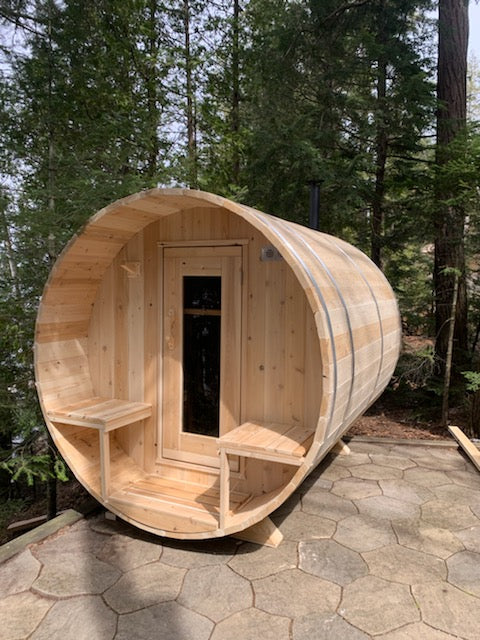 Dundalk LeisureCraft Canadian Timber Tranquility Barrel Sauna | CTC2345W - Stash Shack Haven