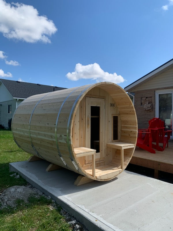 Dundalk LeisureCraft Canadian Timber Tranquility MP Barrel Sauna | CTC2345MPW - Stash Shack Haven