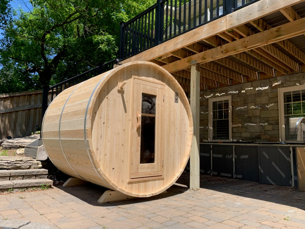 Dundalk LeisureCraft Canadian Timber Harmony Barrel Sauna | CTC22W - Stash Shack Haven