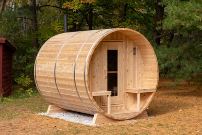 Dundalk LeisureCraft Canadian Timber Tranquility Barrel Sauna | CTC2345W - Stash Shack Haven