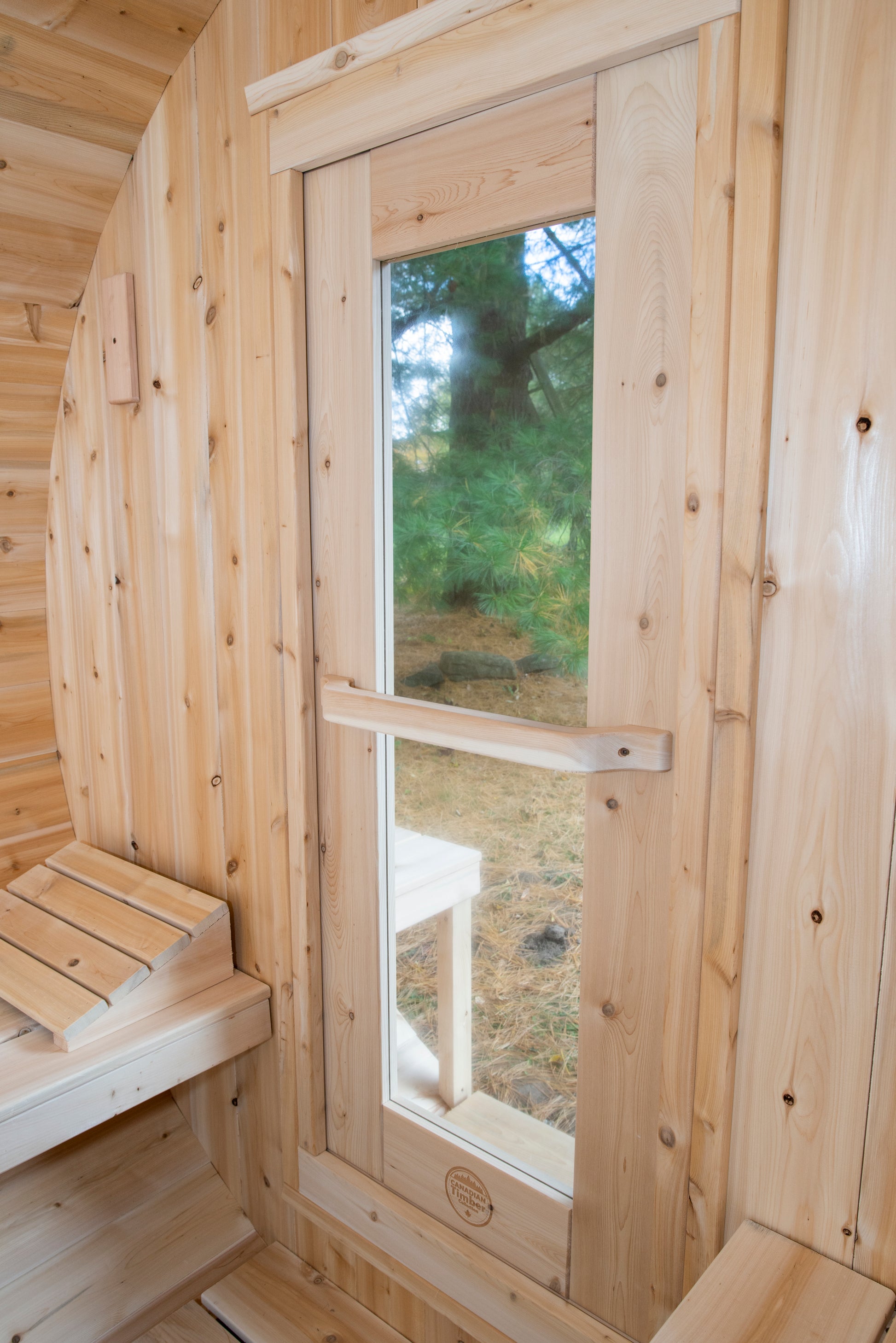 Dundalk LeisureCraft Canadian Timber Tranquility Barrel Sauna | CTC2345W - Stash Shack Haven