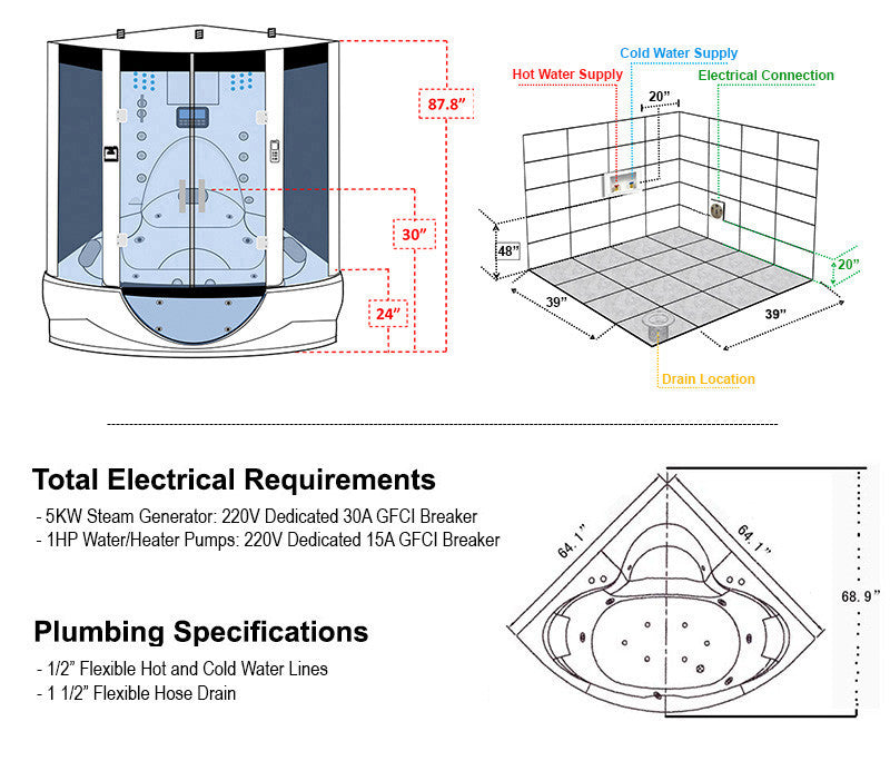 Maya Bath Platinum Superior Steam Shower - Stash Shack Haven