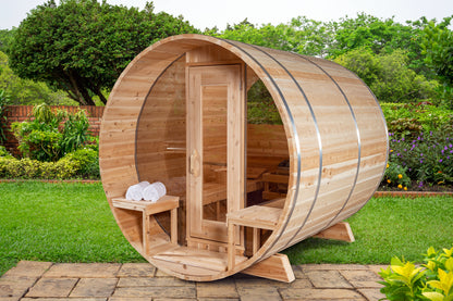 Dundalk LeisureCraft Canadian Timber Serenity MP Barrel Sauna | CTC2245MPW - Stash Shack Haven