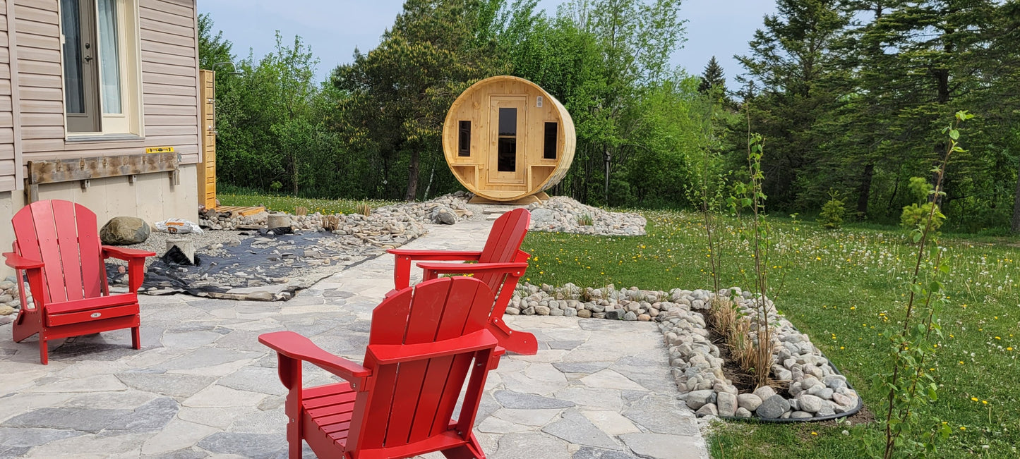 Dundalk LeisureCraft Canadian Timber Tranquility MP Barrel Sauna | CTC2345MPW - Stash Shack Haven